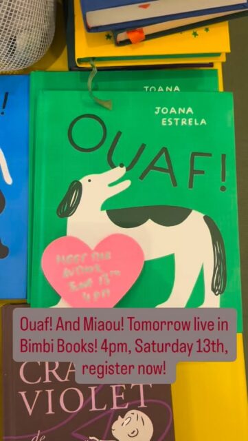 We are lucky to host again great children and youth independent author Joana Estrela, one of our favorites. Her cats and dogs books have been translated and published by a French editor, so finally we have them in Bimbi Books! We will do an interactive book reading, with a projection and sounds of the books, it is almost as if the books come to life.

These books are perfect for pre-readers, because they almost have no text, there are a few words with sounds around, but the story is there to follow in a comic format. Join us for this fun afternoon around great books and get your copy dedicated by author Joana Estrela.

The only thing that remains, is are you choosing cat or dog team?  #bimbibooks #brusselswithkids #flagey #kinderboeken #librairiejeunesse