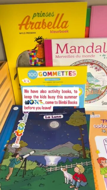 Plenty of ideas to enjoy the summer! Give the kids great screen-free options so they can be entertained with activity books, coloring books, sticker books, and of course, story books 📚! #bimbibooks #brusselswithkids #ixelles #kinderboeken #childrensbookstore