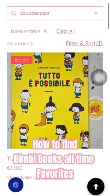 If you want to find our all time favourites in the online catalog, follow these steps: in the search box type “coupdecoeur” (yes, altogether) and enter. You can also filter by language and there you go, the books in the results are handpicked by me and in stock in the bookstore in Chaussée d’Ixelles (almost 100% 😅, sometimes sync is a bit slow). You can use any keywords in the search that we have attributed to the books, use your imagination (that’s one), there are plenty: baby, animals, friendship, growing, diversity, etc… Add the books to your basket! You can either reserve them to pick them up at the bookshop in Ixelles or have them shipped! Any questions, message ot comment! Thanks for sharing! 🫶🏽. #bimbibooks #brusselswithkids #kinderboeken